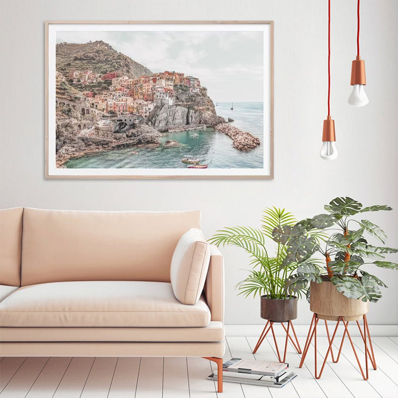 Wall Art 60cmx90cm Italy Cinque Terre Wood Frame Canvas - Home & Garden > Wall Art - Rivercity House & Home Co. (ABN 18 642 972 209) - Affordable Modern Furniture Australia