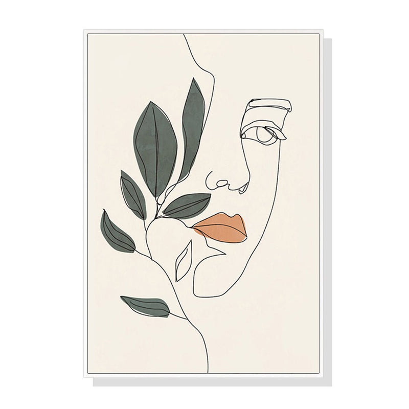 Wall Art 60cmx90cm Line Art Girl Face White Frame Canvas - Home & Garden > Wall Art - Rivercity House & Home Co. (ABN 18 642 972 209) - Affordable Modern Furniture Australia
