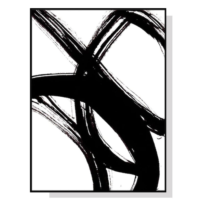 Wall Art 60cmx90cm Minimalist Black Artwork Black Frame Canvas - Home & Garden > Wall Art - Rivercity House & Home Co. (ABN 18 642 972 209) - Affordable Modern Furniture Australia