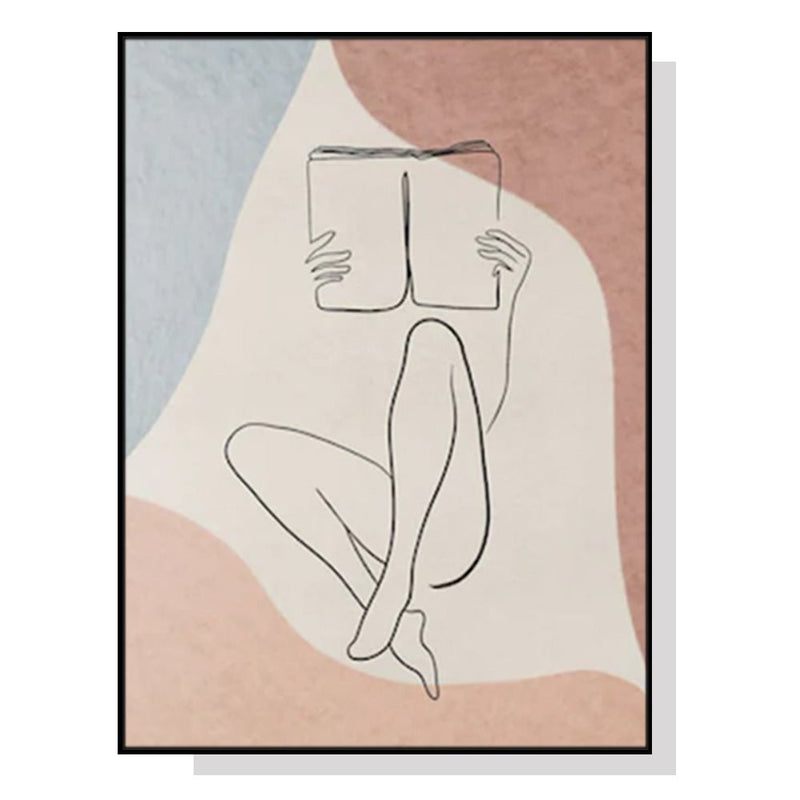 Wall Art 60cmx90cm Woman Reading Book Black Frame Canvas - Home & Garden > Wall Art - Rivercity House & Home Co. (ABN 18 642 972 209) - Affordable Modern Furniture Australia