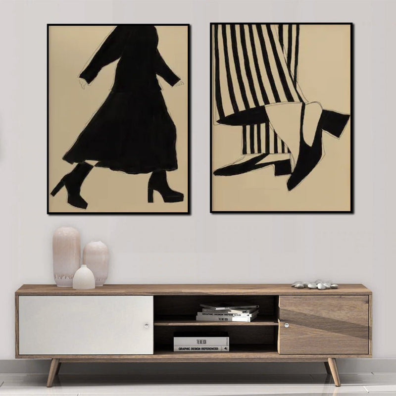 Wall Art 70cmx100cm Fashion Illustration 2 Sets Black Frame Canvas - Home & Garden > Wall Art - Rivercity House & Home Co. (ABN 18 642 972 209) - Affordable Modern Furniture Australia