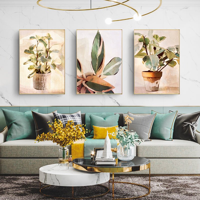 Wall Art 80cmx120cm Botanical Leaves Watercolor Style 3 Sets Gold Frame Canvas - Home & Garden > Wall Art - Rivercity House & Home Co. (ABN 18 642 972 209) - Affordable Modern Furniture Australia