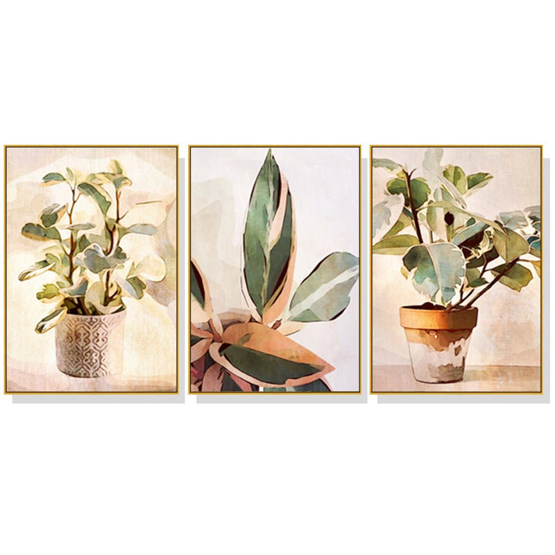 Wall Art 80cmx120cm Botanical Leaves Watercolor Style 3 Sets Gold Frame Canvas - Home & Garden > Wall Art - Rivercity House & Home Co. (ABN 18 642 972 209) - Affordable Modern Furniture Australia