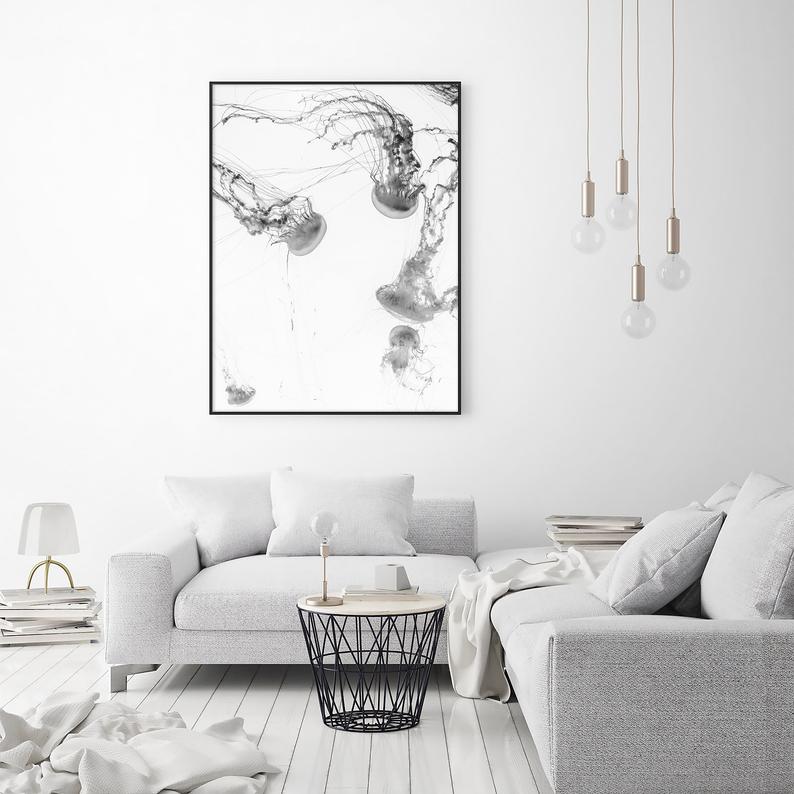 Wall Art 90cmx135cm Jellyfish Black Frame Canvas - Home & Garden > Wall Art - Rivercity House & Home Co. (ABN 18 642 972 209) - Affordable Modern Furniture Australia