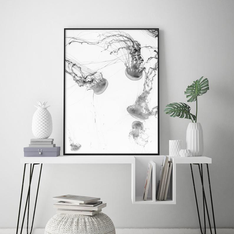 Wall Art 90cmx135cm Jellyfish Black Frame Canvas - Home & Garden > Wall Art - Rivercity House & Home Co. (ABN 18 642 972 209) - Affordable Modern Furniture Australia