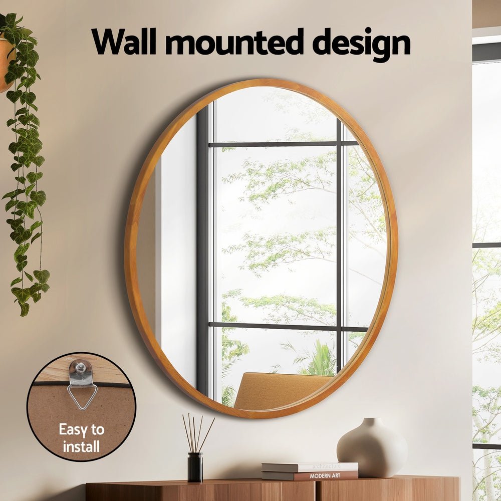 Wall Mirror Wooden Makeup 80cm - Health & Beauty > Makeup Mirrors - Rivercity House & Home Co. (ABN 18 642 972 209) - Affordable Modern Furniture Australia