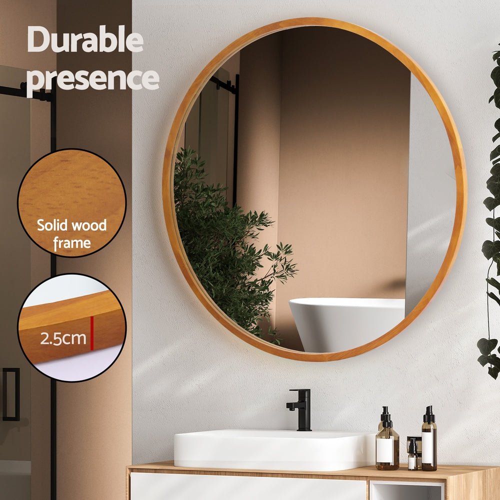 Wall Mirror Wooden Makeup 80cm - Health & Beauty > Makeup Mirrors - Rivercity House & Home Co. (ABN 18 642 972 209) - Affordable Modern Furniture Australia
