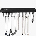 Wall Mount Jewellery Organiser with 23 Hooks and Top Shelf - Black
