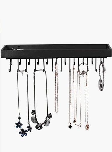 Wall Mount Jewellery Organiser with 23 Hooks and Top Shelf - Black - Sports & Fitness > Bikes & Accessories > Bicycle Stands & Storage - Rivercity House & Home Co. (ABN 18 642 972 209) - Affordable Modern Furniture Australia