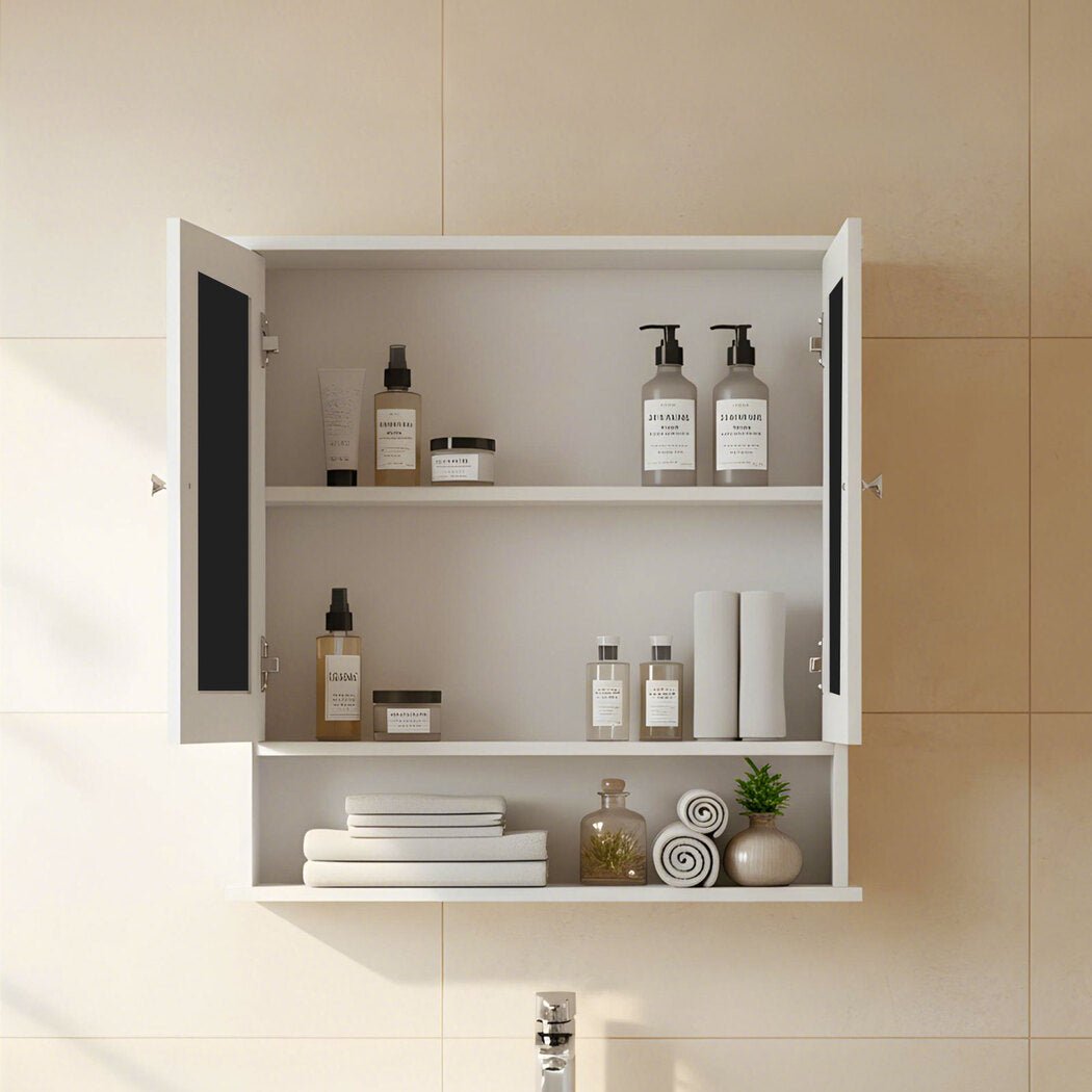 Wall Mounted Bathroom Mirror Cabinet with Adjustable Shelves - White - Rivercity House & Home Co. (ABN 18 642 972 209) - Affordable Modern Furniture Australia