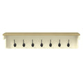 Wall Mounted Coat Rack with 7 Double Hooks and Shelf for Entryway Hallway - Cream Oak