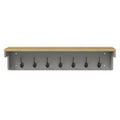 Wall Mounted Coat Rack with 7 Double Hooks and Shelf for Entryway Hallway - Grey