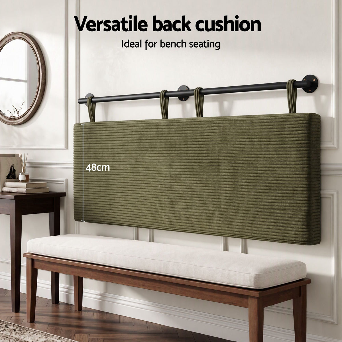 Wall Mounted Double Corduroy Upholstered Headboard - Green - Furniture > Bedroom > Headboards - Rivercity House & Home Co. (ABN 18 642 972 209) - Affordable Modern Furniture Australia