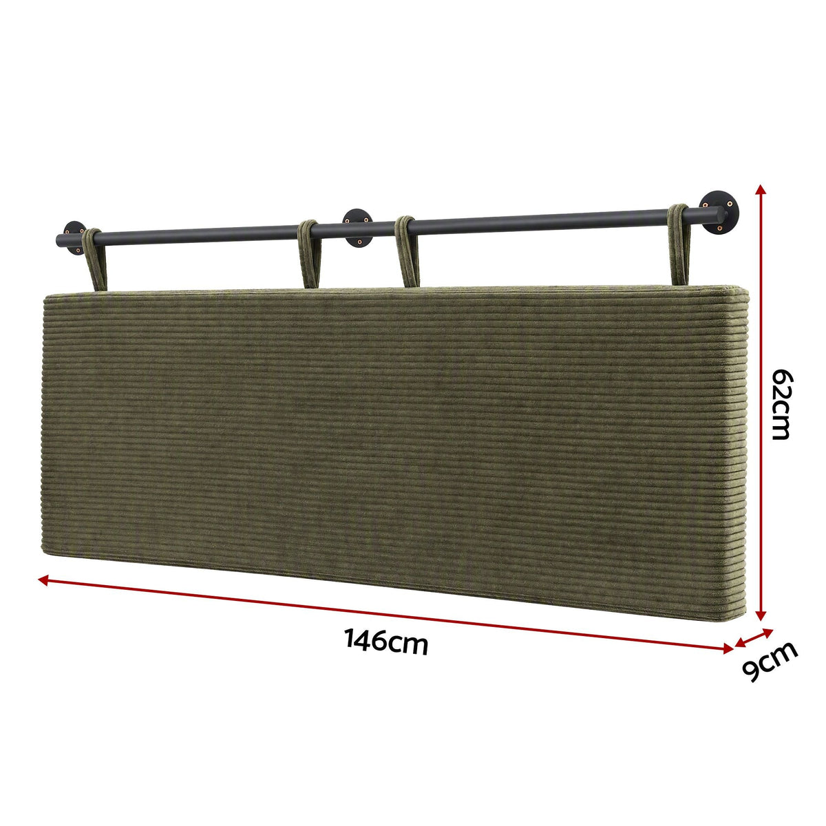 Wall Mounted Double Corduroy Upholstered Headboard - Green - Furniture > Bedroom > Headboards - Rivercity House & Home Co. (ABN 18 642 972 209) - Affordable Modern Furniture Australia