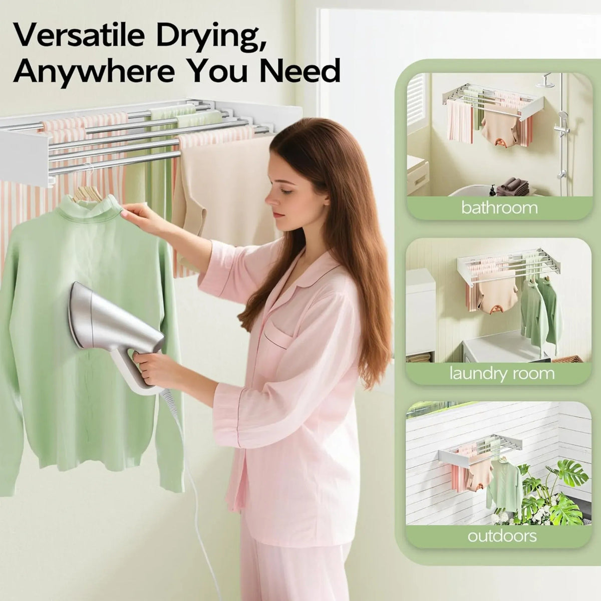 Wall Mounted Foldable Clothes Drying Rack for Balcony and Laundry - White - Home & Garden > Storage > Storage Boxes - Rivercity House & Home Co. (ABN 18 642 972 209) - Affordable Modern Furniture Australia