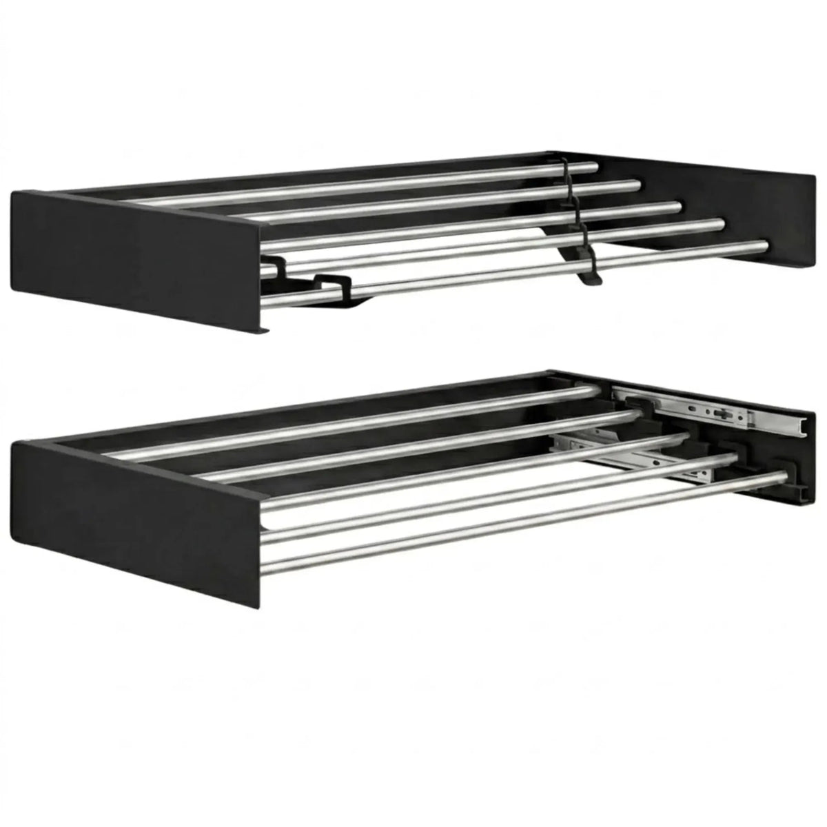 Wall Mounted Foldable Clothes Drying Rack for Balcony - Black - Home & Garden > Storage > Storage Boxes - Rivercity House & Home Co. (ABN 18 642 972 209) - Affordable Modern Furniture Australia