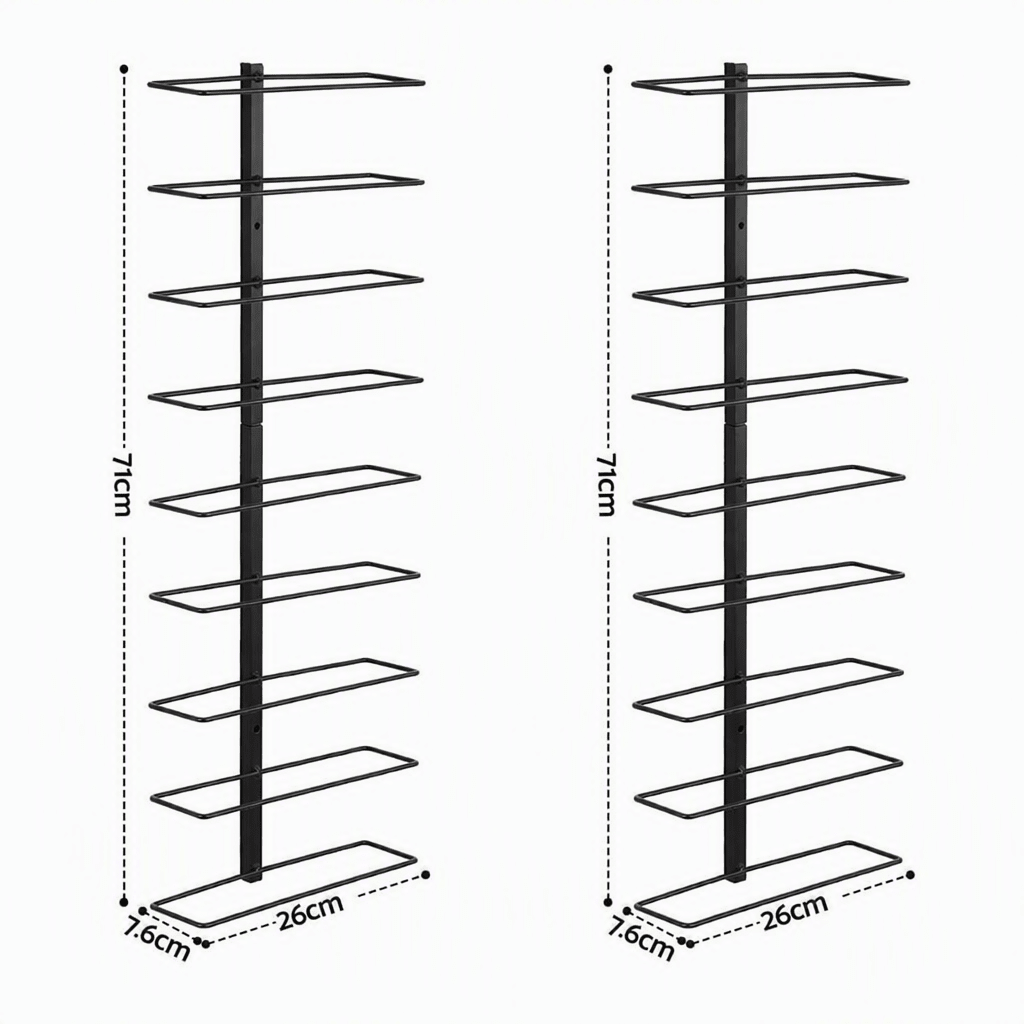 Wall Mounted Wine Rack Holder Set of 2 - 18-Bottle Capacity - Black Metal - Furniture > Dining > Wine Racks - Rivercity House & Home Co. (ABN 18 642 972 209) - Affordable Modern Furniture Australia