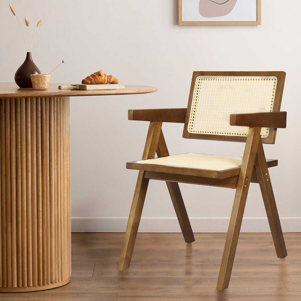 Walnut Wicker Armchair Dining Chair - Walnut - Rivercity House & Home Co. (ABN 18 642 972 209) - Affordable Modern Furniture Australia