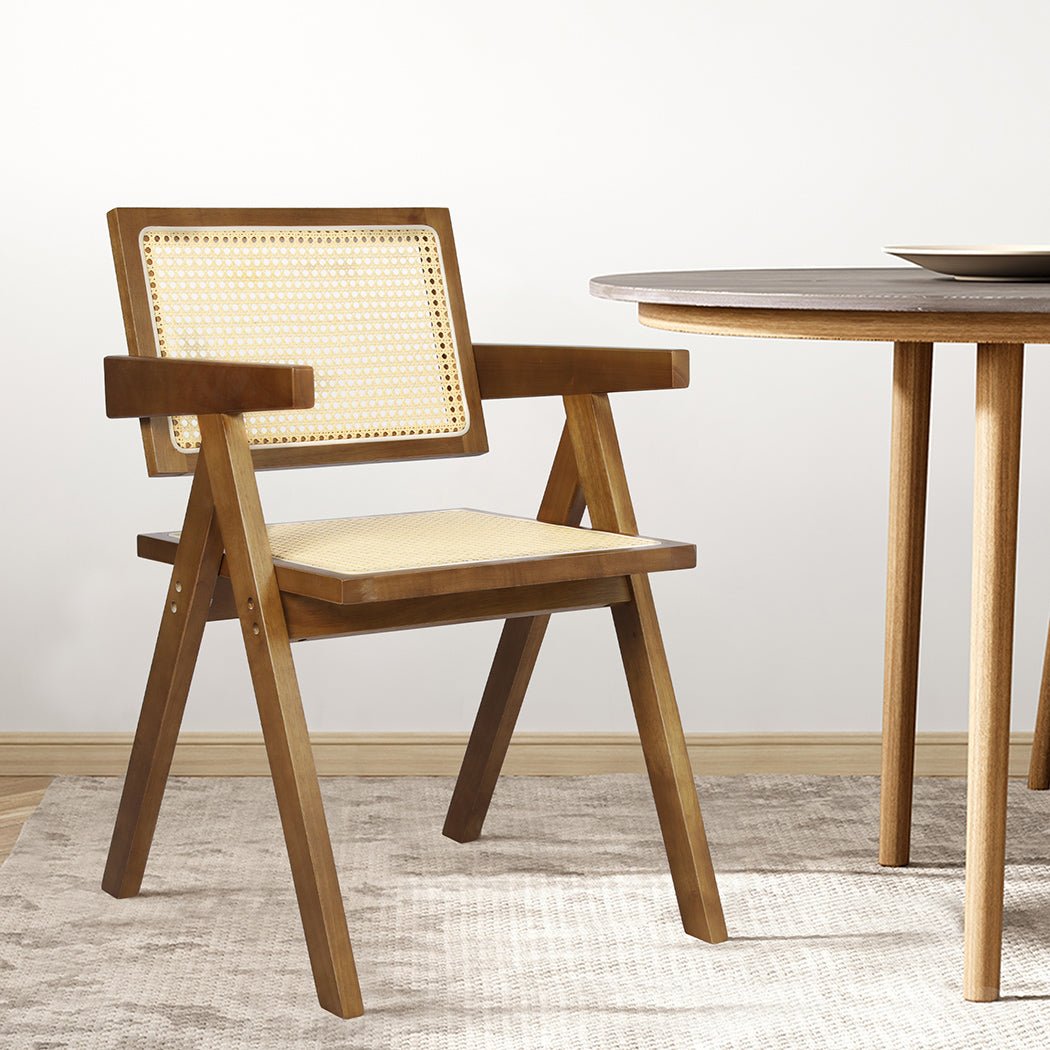 Walnut Wicker Armchair Dining Chair - Walnut - Rivercity House & Home Co. (ABN 18 642 972 209) - Affordable Modern Furniture Australia