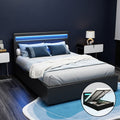Wanda Double Gas Lift Storage Bed Frame with LED Lights – Black