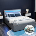 Wanda Double Gas Lift Storage Bed Frame with LED Lights – Grey