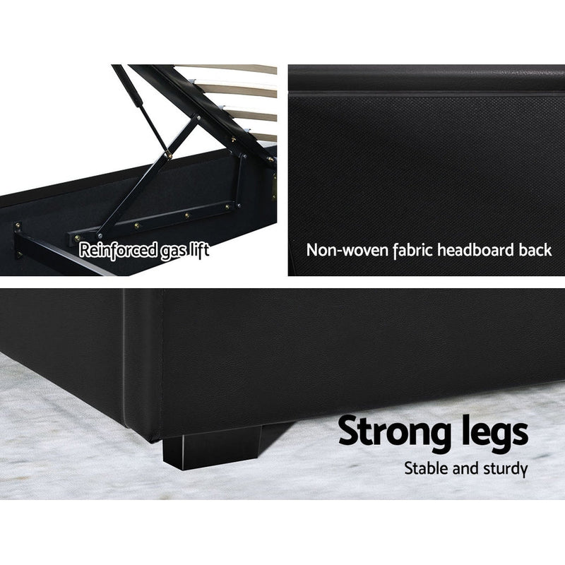 Wanda LED Storage Queen Bed Frame Black - Rivercity House & Home Co. (ABN 18 642 972 209) - Affordable Modern Furniture Australia