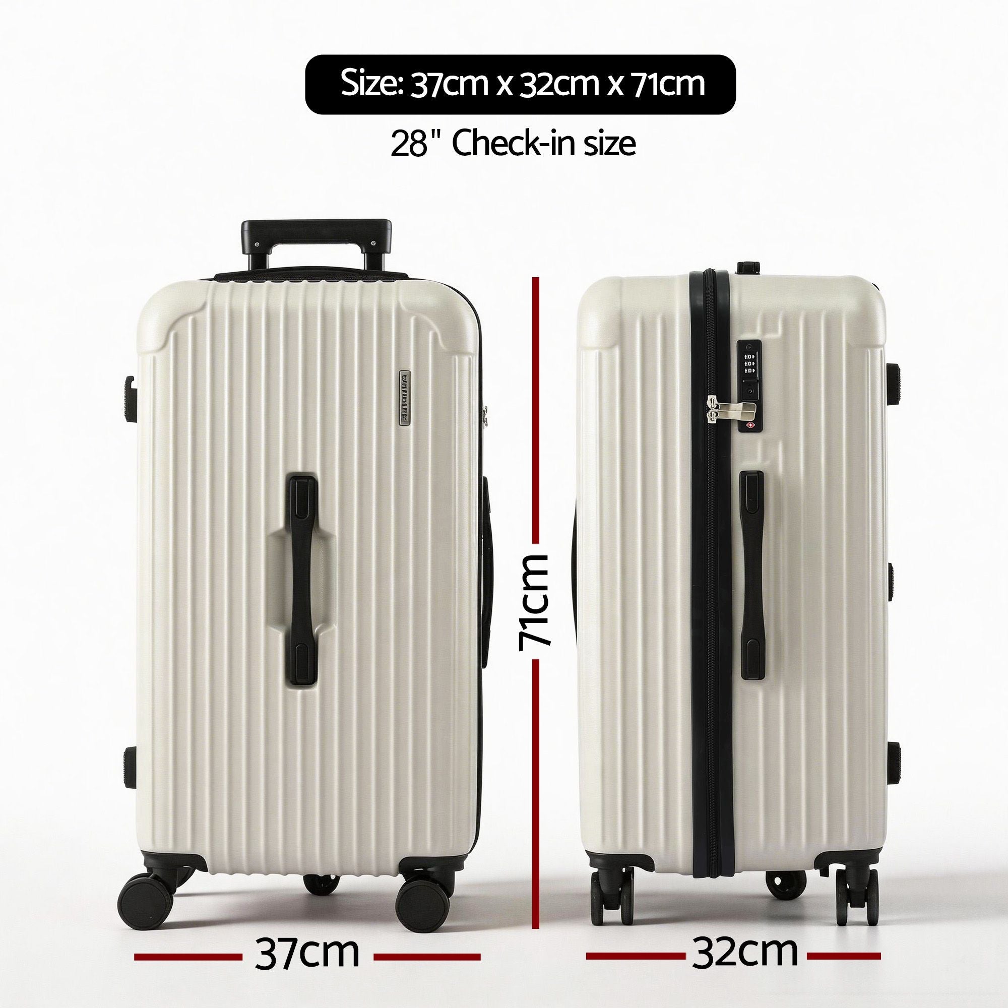 Wanderlite 28" Trunk Luggage Suitcase Travel 5 Wheels Type - C Port TSA Smoky White - Home & Garden > Travel > Suitcases - Rivercity House & Home Co. (ABN 18 642 972 209) - Affordable Modern Furniture Australia