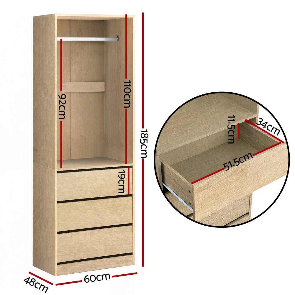 Wardrobe Clothes Closet Storage Organizer Pine - Home & Garden > Storage > Clothing & Wardrobe Storage - Rivercity House & Home Co. (ABN 18 642 972 209) - Affordable Modern Furniture Australia