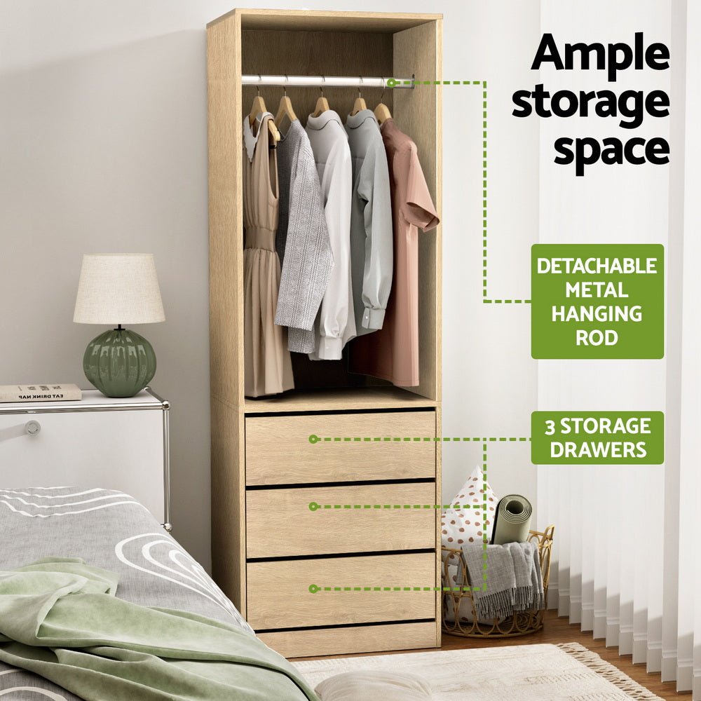 Wardrobe Clothes Closet Storage Organizer Pine - Home & Garden > Storage > Clothing & Wardrobe Storage - Rivercity House & Home Co. (ABN 18 642 972 209) - Affordable Modern Furniture Australia