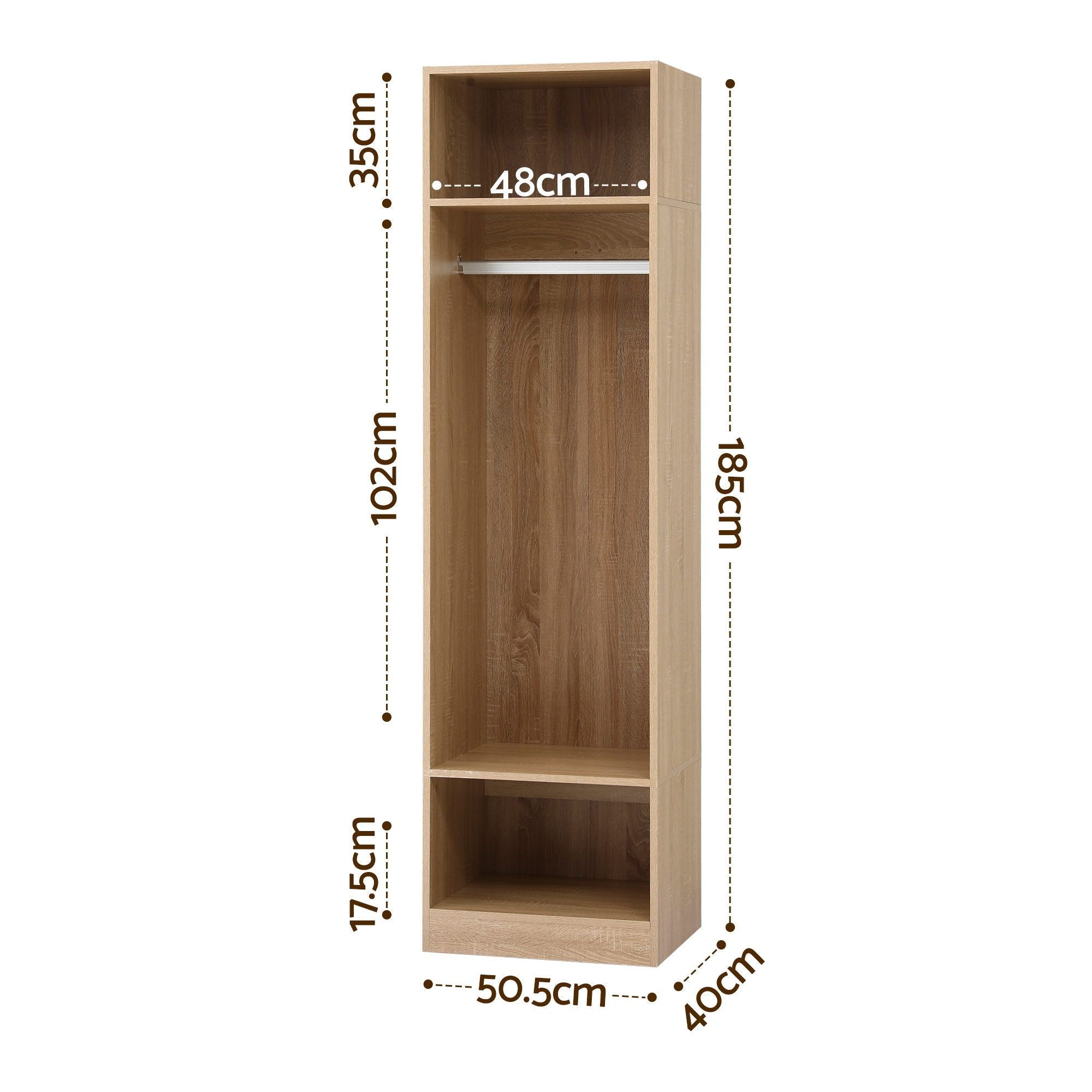 Wardrobe Clothes Closet Storage Organizer Shelf Pine - Home & Garden > Storage > Clothing & Wardrobe Storage - Rivercity House & Home Co. (ABN 18 642 972 209) - Affordable Modern Furniture Australia