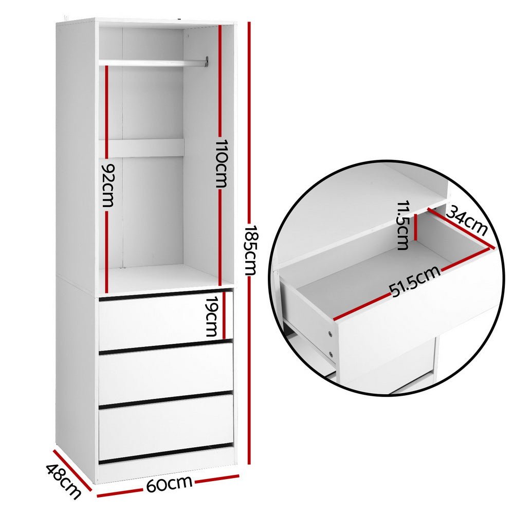 Wardrobe Clothes Closet Storage Organizer White - Home & Garden > Storage > Clothing & Wardrobe Storage - Rivercity House & Home Co. (ABN 18 642 972 209) - Affordable Modern Furniture Australia