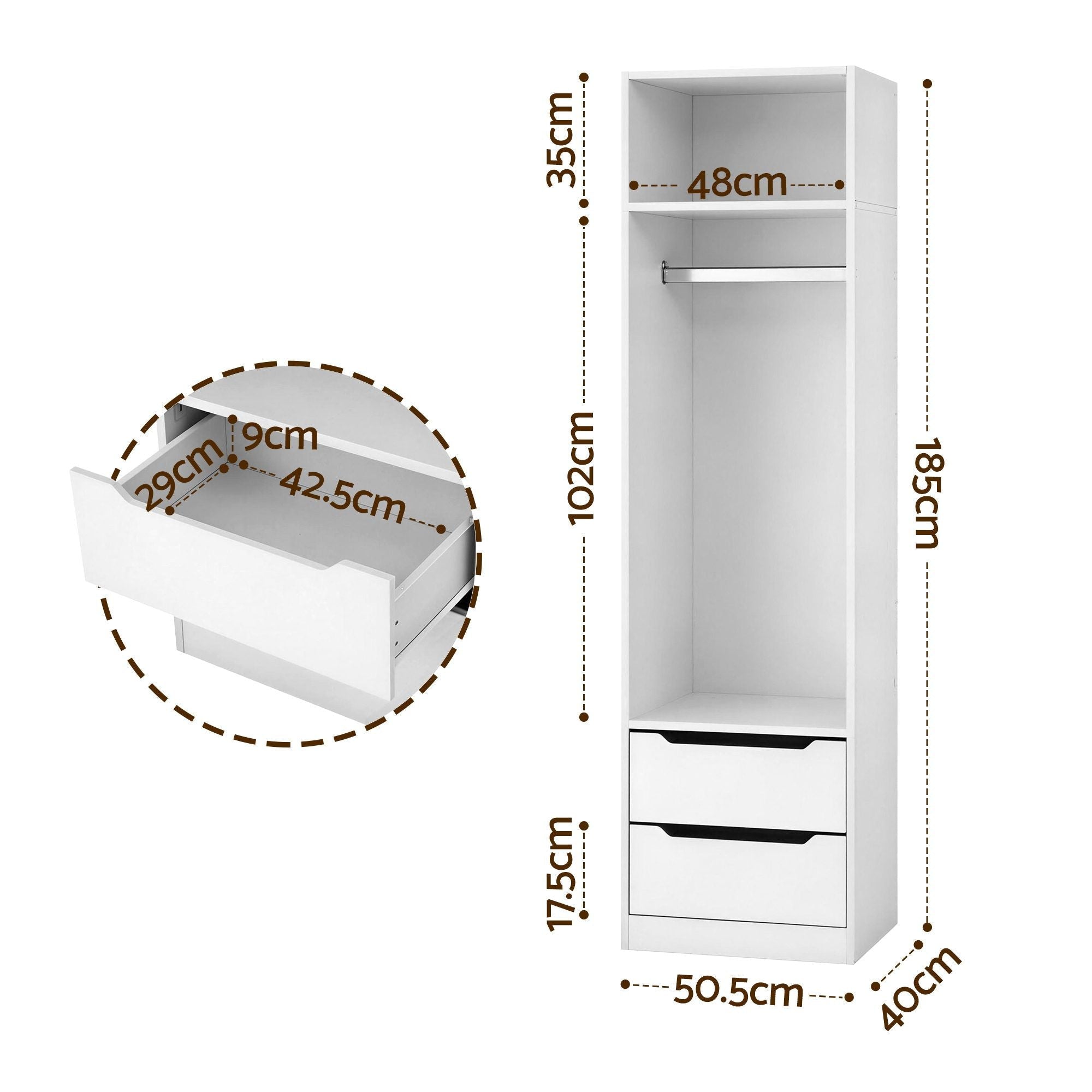 Wardrobe Clothes Closet Storage Organizer White - Home & Garden > Storage > Clothing & Wardrobe Storage - Rivercity House & Home Co. (ABN 18 642 972 209) - Affordable Modern Furniture Australia