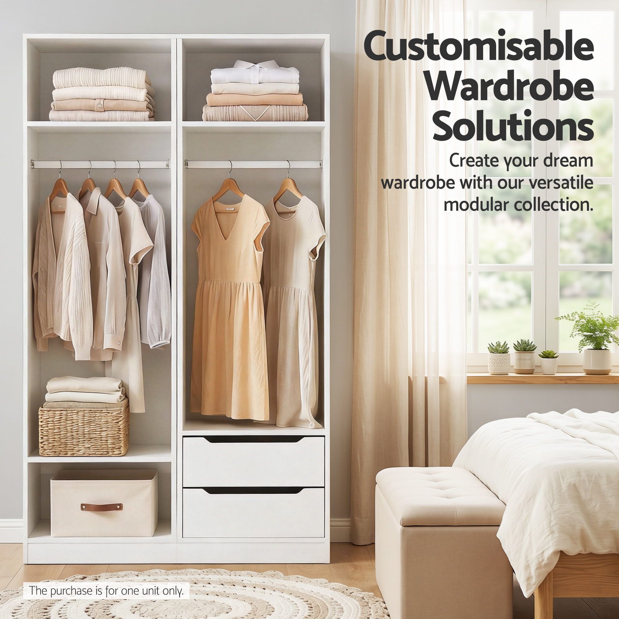 Wardrobe Clothes Closet Storage Organizer White - Home & Garden > Storage > Clothing & Wardrobe Storage - Rivercity House & Home Co. (ABN 18 642 972 209) - Affordable Modern Furniture Australia