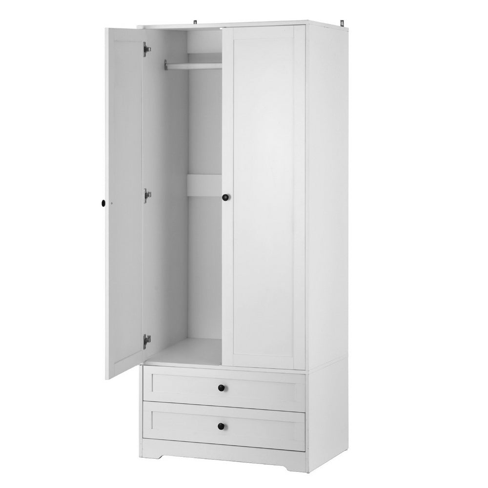Wardrobe Clothes Closet Storage Organizer with 2 Doors White - Home & Garden > Storage > Clothing & Wardrobe Storage - Rivercity House & Home Co. (ABN 18 642 972 209) - Affordable Modern Furniture Australia