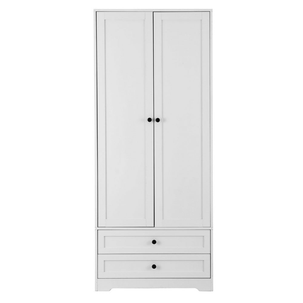 Wardrobe Clothes Closet Storage Organizer with 2 Doors White - Home & Garden > Storage > Clothing & Wardrobe Storage - Rivercity House & Home Co. (ABN 18 642 972 209) - Affordable Modern Furniture Australia