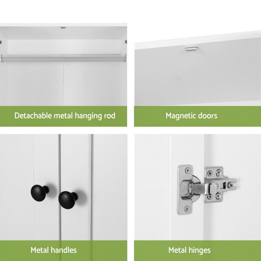 Wardrobe Clothes Closet Storage Organizer with 2 Doors White - Home & Garden > Storage > Clothing & Wardrobe Storage - Rivercity House & Home Co. (ABN 18 642 972 209) - Affordable Modern Furniture Australia