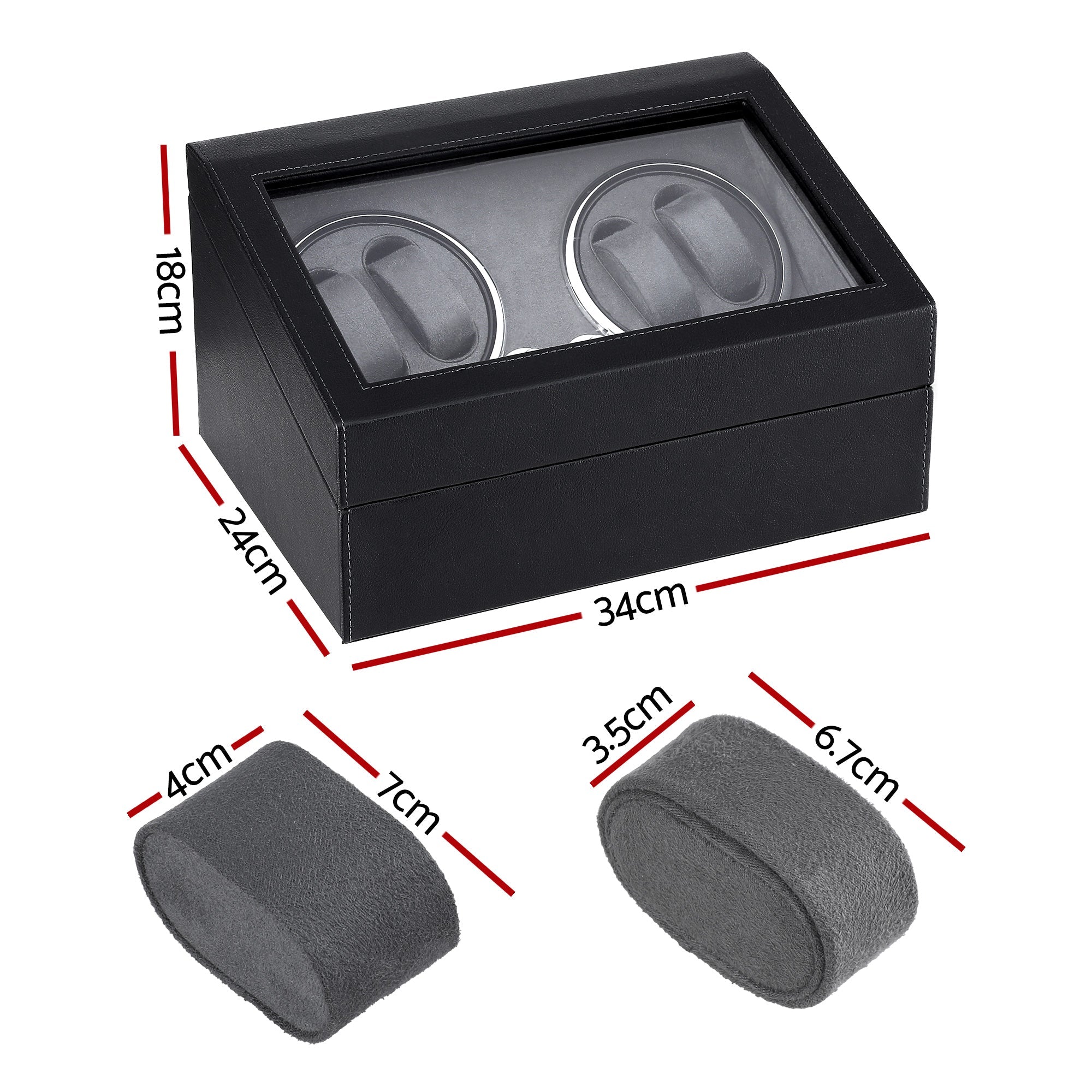 Watch Winder Automatic Double Watch Winder Box LED Black - Fashion > Men's Fashion > Men's Jewellery - Rivercity House & Home Co. (ABN 18 642 972 209) - Affordable Modern Furniture Australia