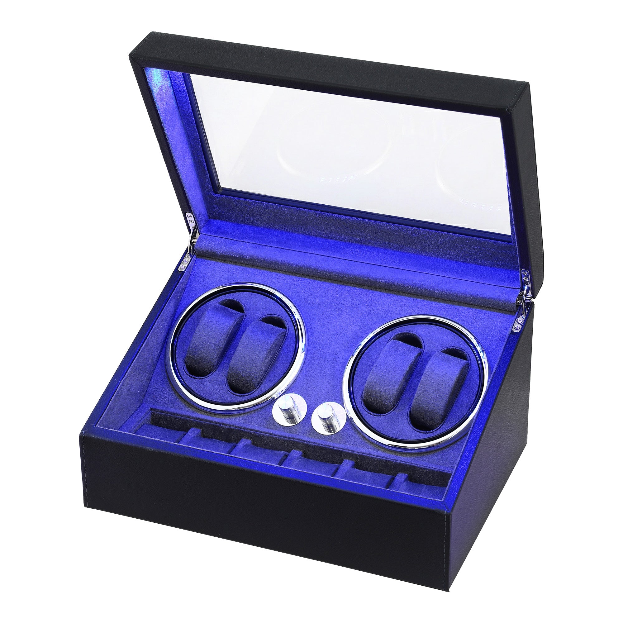 Watch Winder Automatic Double Watch Winder Box LED Black - Fashion > Men's Fashion > Men's Jewellery - Rivercity House & Home Co. (ABN 18 642 972 209) - Affordable Modern Furniture Australia