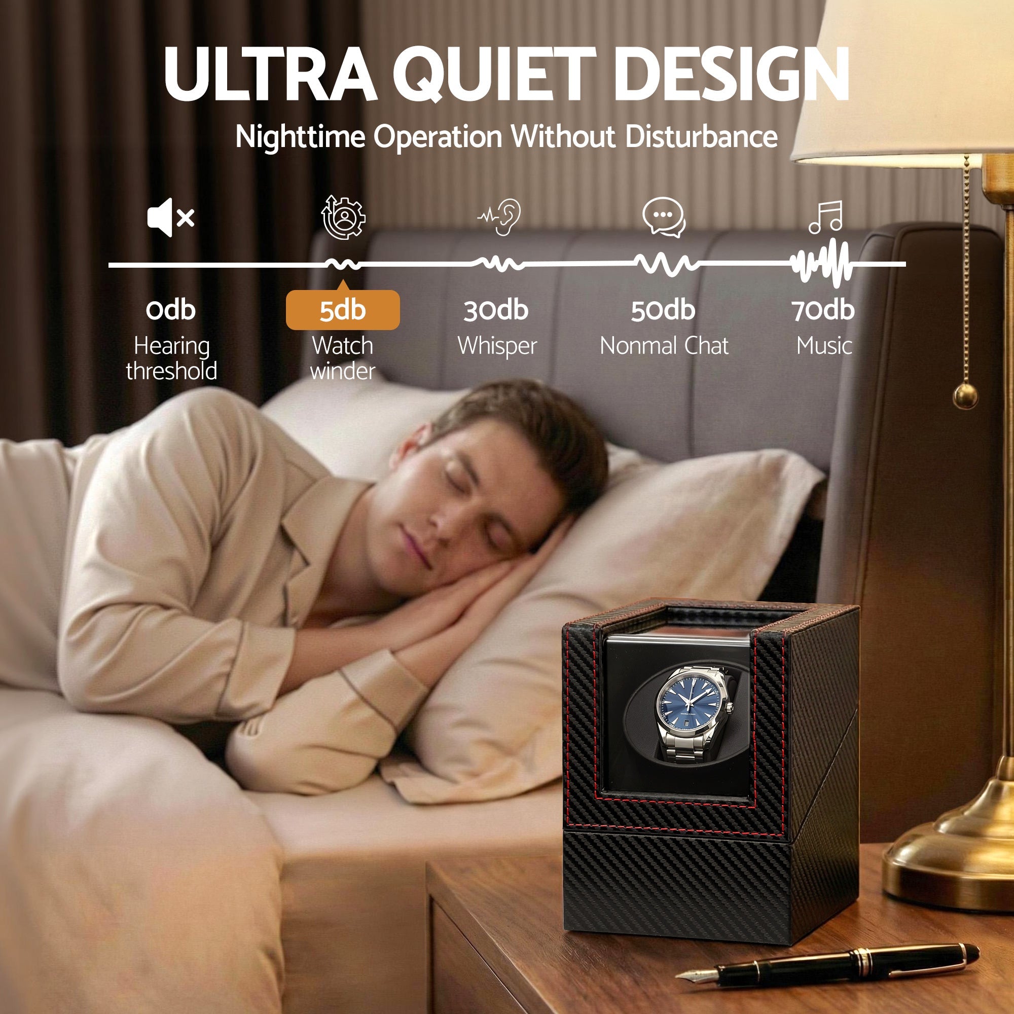 Watch Winder Box Automatic Single Quiet Carbon Fibre Black - Fashion > Men's Fashion > Men's Accessories - Rivercity House & Home Co. (ABN 18 642 972 209) - Affordable Modern Furniture Australia
