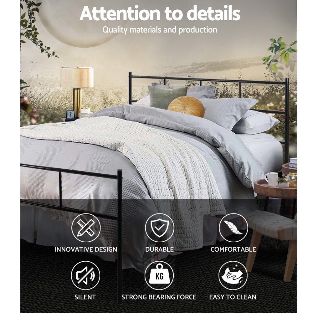 Wategos Metal Double Bed Frame Black - Rivercity House & Home Co. (ABN 18 642 972 209) - Affordable Modern Furniture Australia