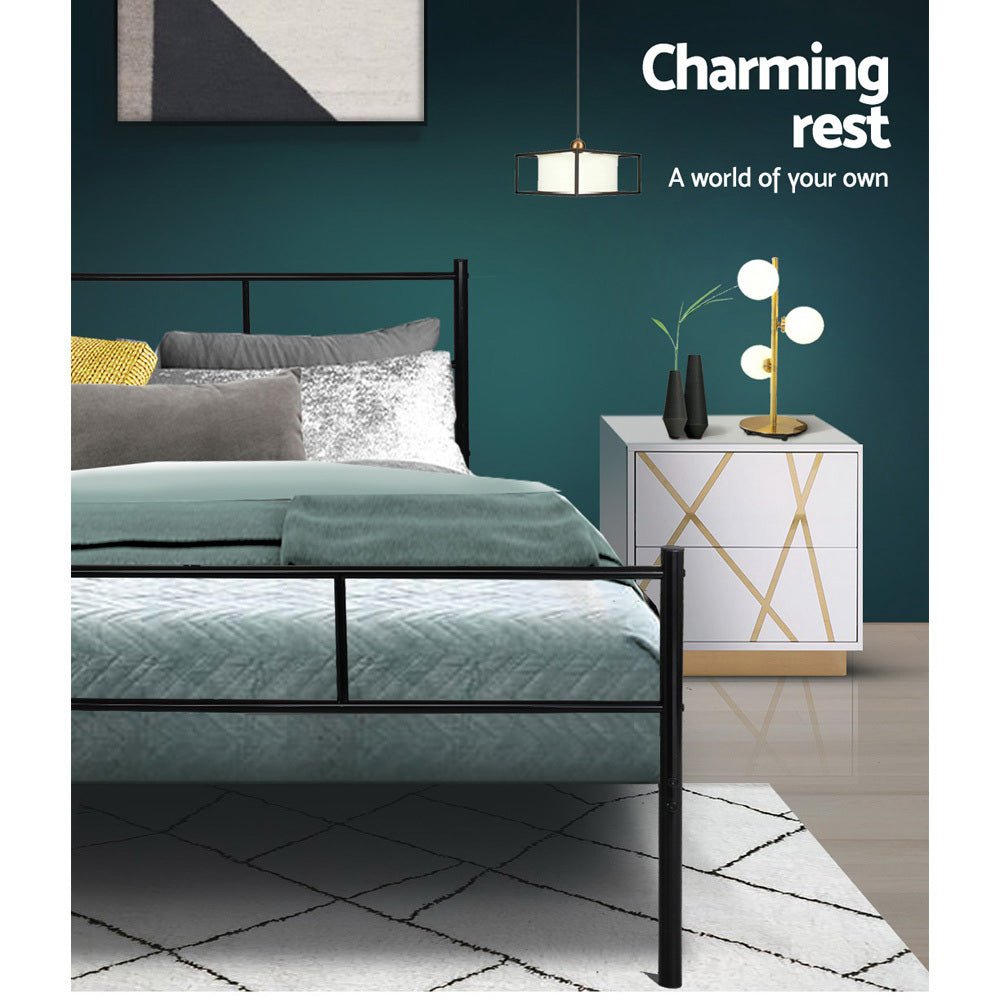 Wategos Metal Double Bed Frame Black - Rivercity House & Home Co. (ABN 18 642 972 209) - Affordable Modern Furniture Australia