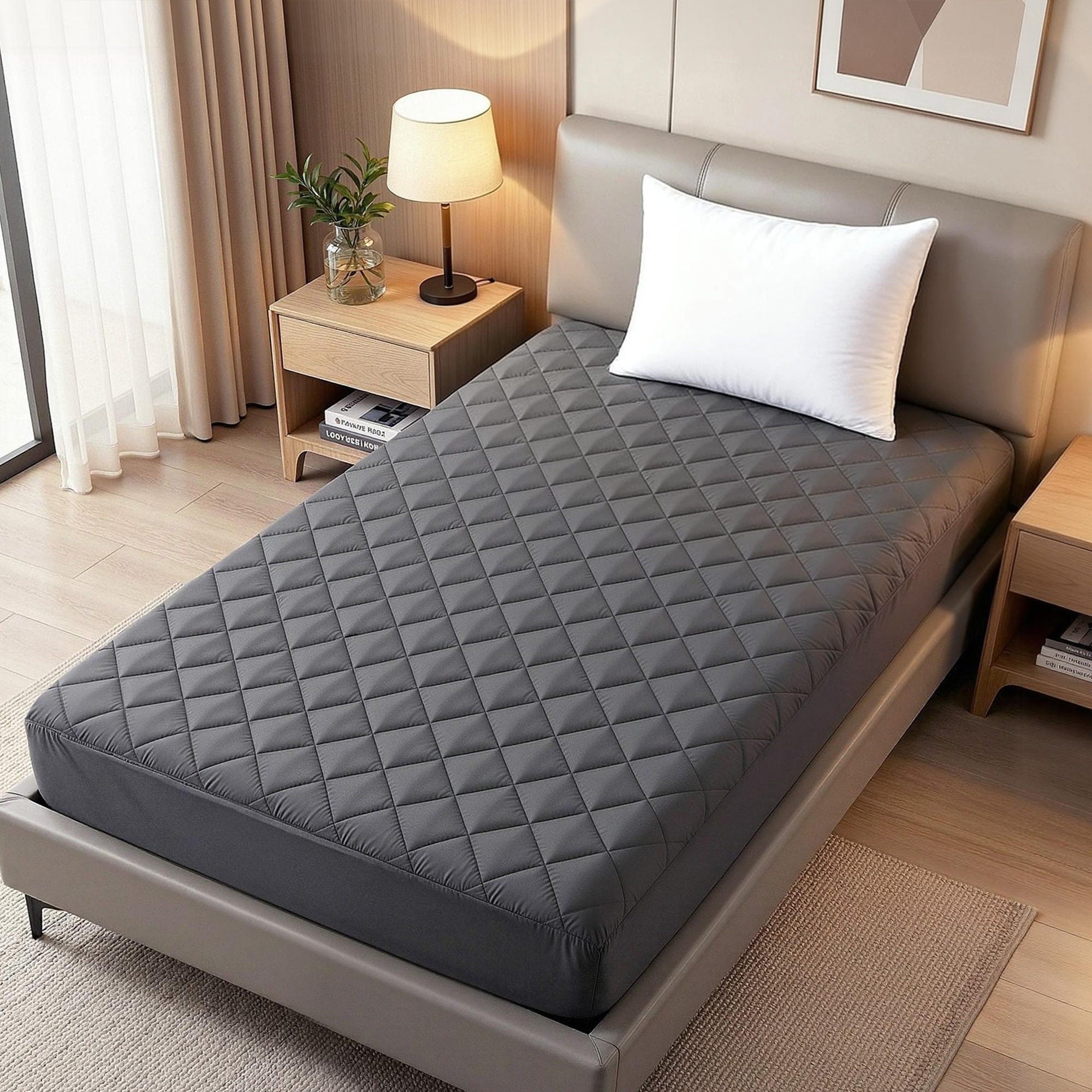 Water - Resistant Microfiber Mattress Protector 360° Fit King Single - Grey - Home & Garden > Bedding > Mattress Protectors - Rivercity House & Home Co. (ABN 18 642 972 209) - Affordable Modern Furniture Australia