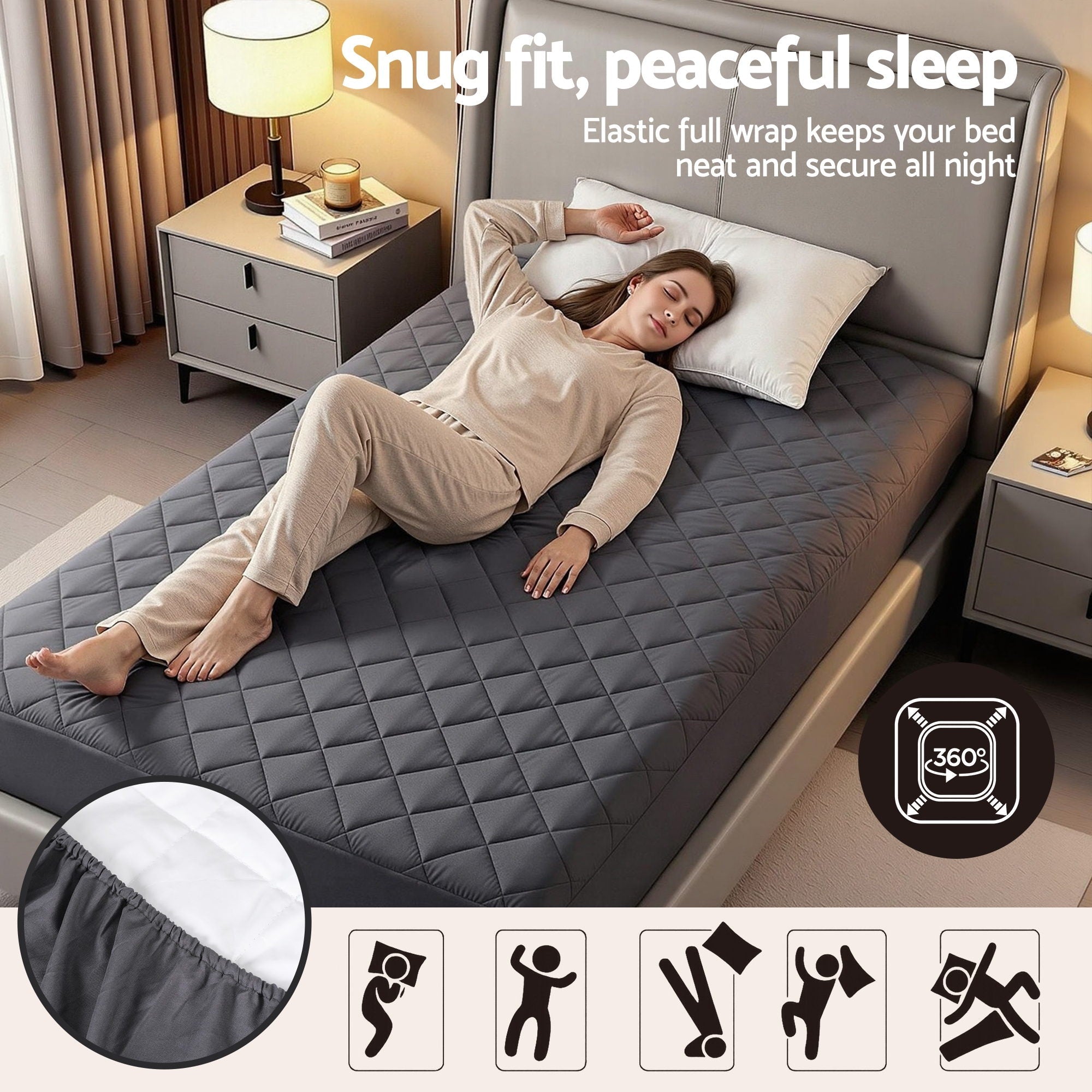 Water - Resistant Microfiber Mattress Protector Single 35cm 360° Fit - Grey - Home & Garden > Bedding > Mattress Protectors - Rivercity House & Home Co. (ABN 18 642 972 209) - Affordable Modern Furniture Australia