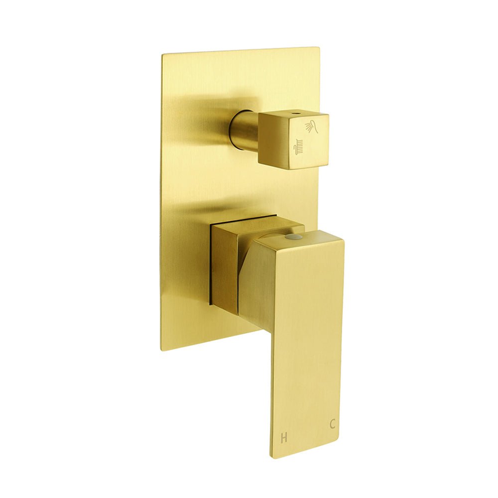 Watermark 1/2 Inch Shower Mixer Diverter Brushed Gold Square Stainless Steel Set - Furniture > Bathroom > Shower Heads & Screens - Rivercity House & Home Co. (ABN 18 642 972 209) - Affordable Modern Furniture Australia