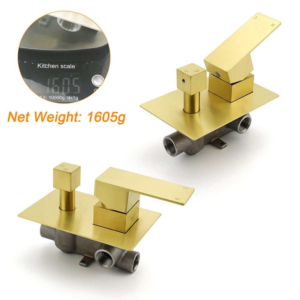 Watermark 1/2 Inch Shower Mixer Diverter Brushed Gold Square Stainless Steel Set - Furniture > Bathroom > Shower Heads & Screens - Rivercity House & Home Co. (ABN 18 642 972 209) - Affordable Modern Furniture Australia