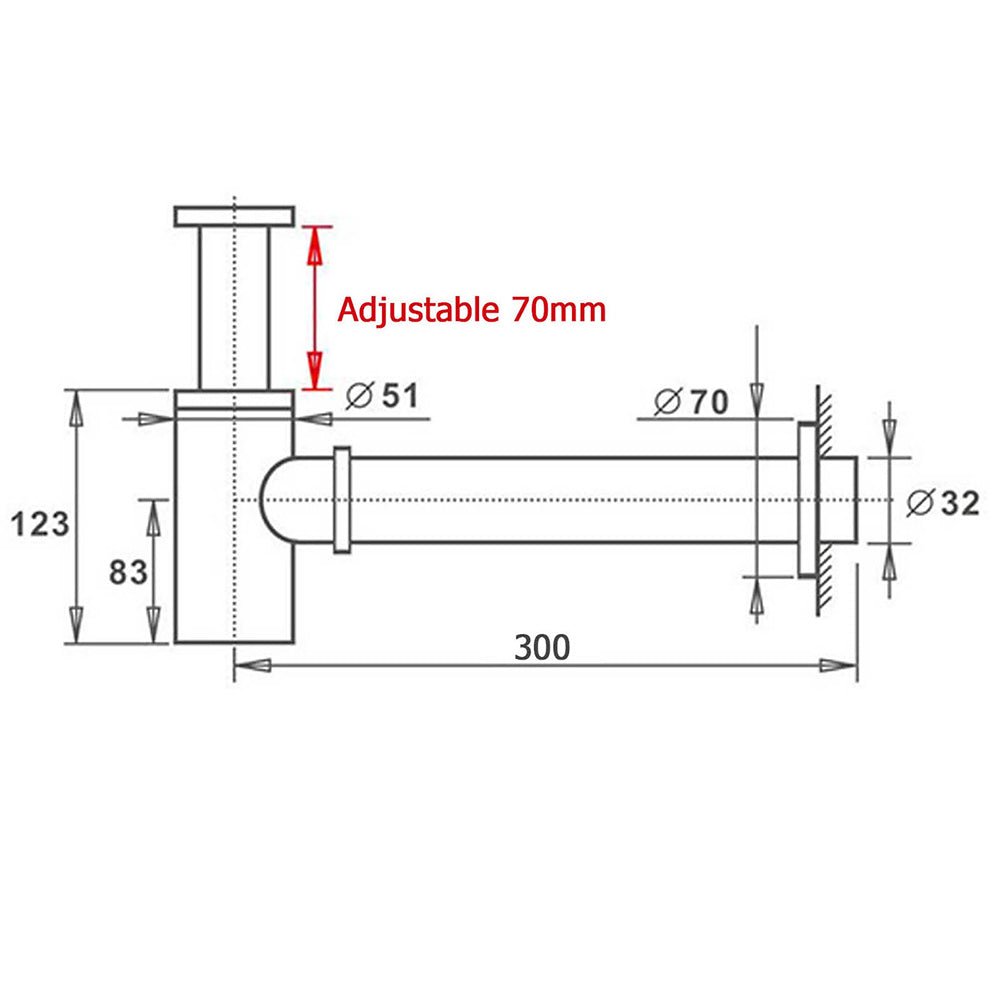 Watermark Adjustable 32mm Wall Bottle Trap Basin Sink Vanity Waste Drain Brass - Furniture > Bathroom > Shower Heads & Screens - Rivercity House & Home Co. (ABN 18 642 972 209) - Affordable Modern Furniture Australia