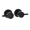 Twin 1/4 Turn Round Shower Taps Hot Cold Set with Mixer - Black