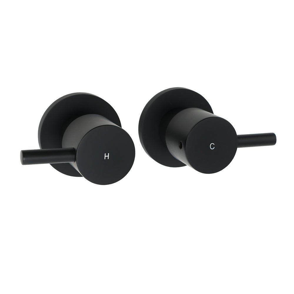 Watermark Black 1/4 Turn Twin Shower Taps Hot Cold Round Set Bath Vanity Mixer - Furniture > Bathroom > Shower Heads & Screens - Rivercity House & Home Co. (ABN 18 642 972 209) - Affordable Modern Furniture Australia