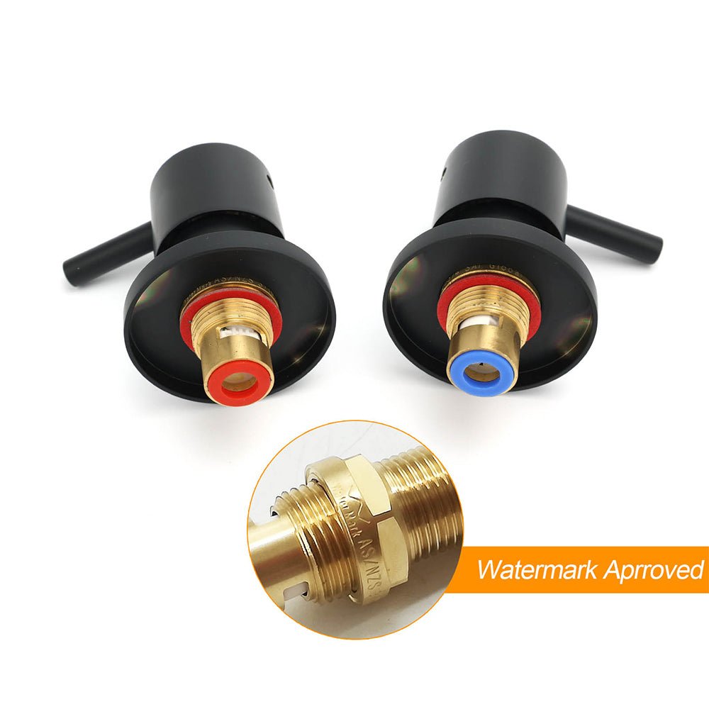 Watermark Black 1/4 Turn Twin Shower Taps Hot Cold Round Set Bath Vanity Mixer - Furniture > Bathroom > Shower Heads & Screens - Rivercity House & Home Co. (ABN 18 642 972 209) - Affordable Modern Furniture Australia