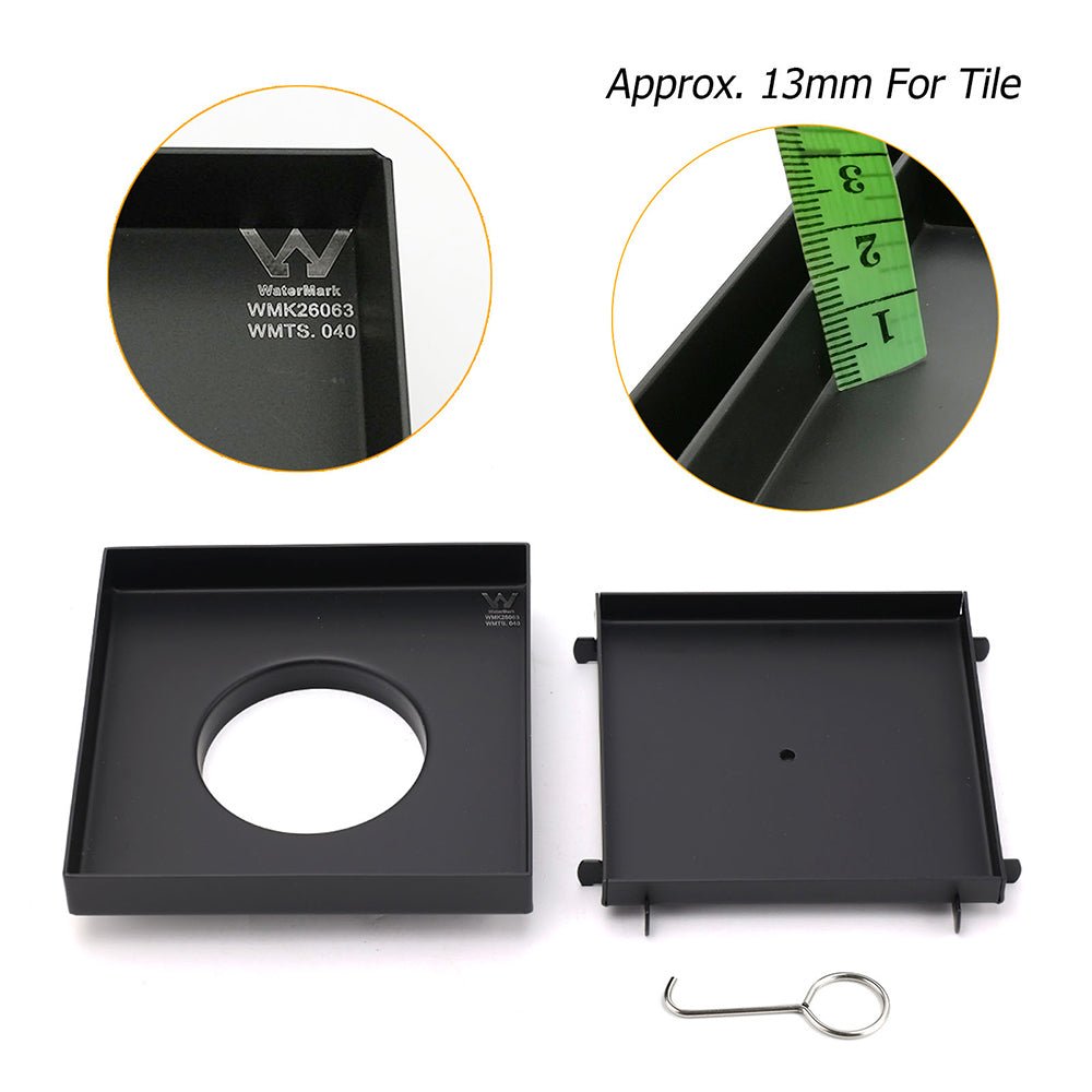 Watermark Black 150x150mm Tile Insert Floor Drain Shower Grate 80mm Waste Outlet - Furniture > Bathroom > Shower Heads & Screens - Rivercity House & Home Co. (ABN 18 642 972 209) - Affordable Modern Furniture Australia